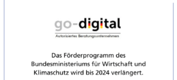 go-digital Autorisiertes Beratungsunternehmen Logo mit Hinweis auf die Fortsetzung des Programms