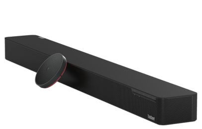 Lenovo ThinkSmart Soundbar diagonal fotografiert mit optionalem Mikrofon