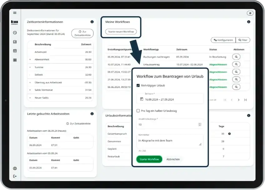 Beispielworkflow Urlaub
