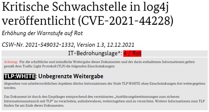 Warnmeldung BSI