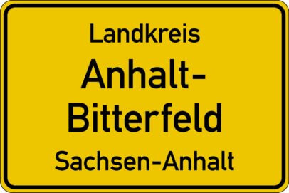 Ortsschild Landkreis Anhalt Bitterfeld - Anlass Cyberattacke 2021