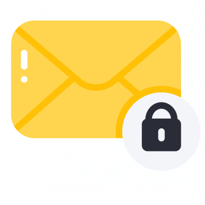 Sicherer Datentransfer durch E-Mail-Verschlüsselung - Symbol mit Briefumschlag und Schloss 