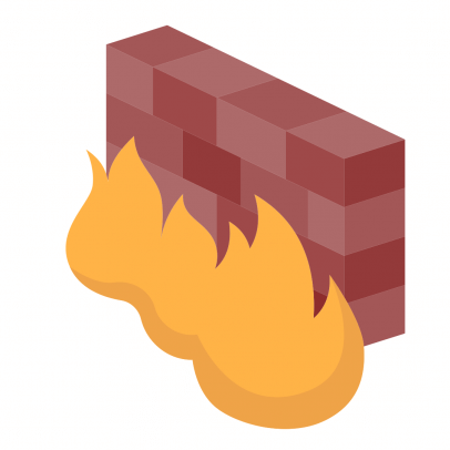brennende Wand als Symbol für eine Firewall