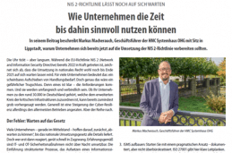 Ausschnitt aus dem Artikel zu NIS-2 mit Bild von Markus Macherauch HMC Systemhaus